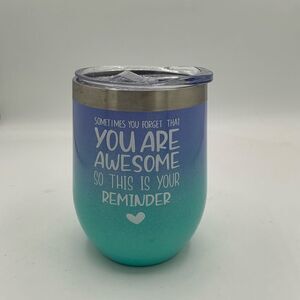 Gradient Blue and Green Tumbler with Inspirational Quote
